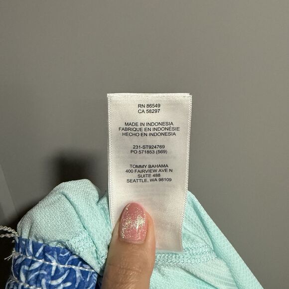 Tommy Bahama Baja Patchwork Paradise Swim Shorts Elastic Waist Pockets Mesh XL - Picture 11 of 11